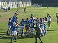 Jubelszene nach dem gelungenen Auftaktspiel des Frauenteams des FC Hansa Rostock gegen die HSG Warnemünde im September 2023