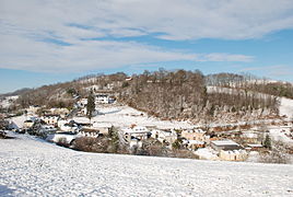 Panorama sur le village depuis Puyolle, en hiver