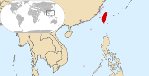 Karte Ostasiens mit hervorgehobener Lage von Taiwan