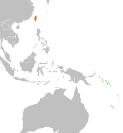 Map indicating locations of Solomon Islands and Taiwan