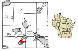 Location of Fontana-on-Geneva Lake in Walworth County, Wisconsin.