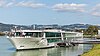 Das Flusskreuzfahrt Emerald Sun liegt im Steiger in Linz