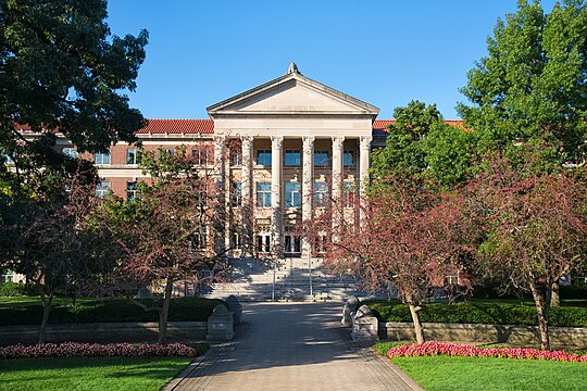 Frederick L. Hovde Hall of Administration at Purdue University in the summer of 2016.