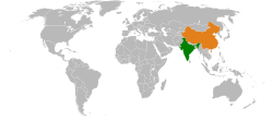 Peta memperlihatkan lokasiIndia and China