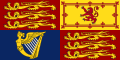 II. Erzsébet királyi zászlója (Royal Standard of the United Kingdom) az Egyesült Királyságban, Skócián kívül.