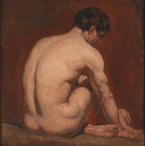 William Etty - Male Nude, Kneeling, from the Back - Google Art Project