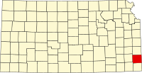 Map of Kanzas highlighting Crawford County