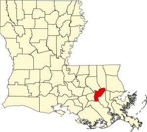 Map of Louisiana highlighting St. John the Baptist Parish