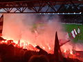 Frå innmarsjen før kampen Brann-Lyn 8. oktober 2008. Brann vann 3-1 og avgjorde i praksis serien.