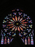 Largest rose window in the Basílica del Voto Nacional located in Quito, Ecuador