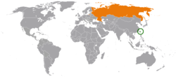 TaiwanとRussiaの位置を示した地図