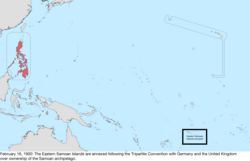 Map of the change to the United States in the Pacific Ocean on February 16, 1900