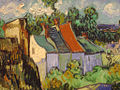 closeup photograph of Houses in Auvers (F 805), showing details of heavy brushstrokes