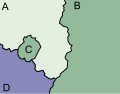 C is an exclave of B, but not an enclave of A.