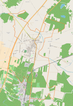 Mapa konturowa Kamieńska, blisko centrum na lewo u góry znajduje się punkt z opisem „Ściegny”