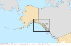 Map of the change to the United States in northwest North America on July 20, 1871