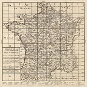 Carte générale de la France, 1797: route Toulouse Bayonne, via Auch et Tarbes, d'après Cassini