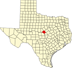 Karte von Mills County innerhalb von Texas