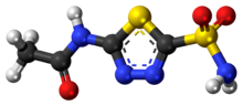 Ball-and-stick model of the acetazolamide molecule