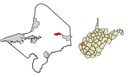 Location of Milton in Cabell County, West Virginia.