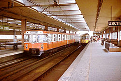 Metro en tram op het overstappunt Cascina Gobba in 1970