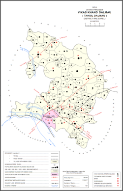 Map showing Kundwal (#894) in Dalmau CD block