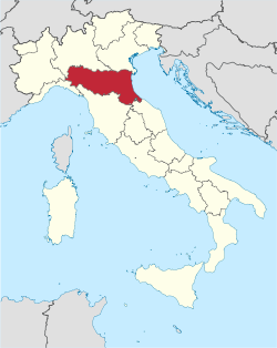 Emilia-Romagna régió elhelyezkedése