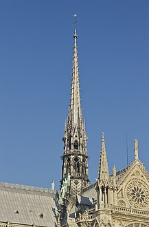 The spire of the cathedral—originally in place between the 13th and 18th centuries, and recreated in the 19th century—was destroyed in a fire in 2019.