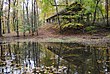 lakeside pavilion at Voorhees State Park in New Jersey in autumn foliage