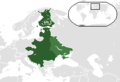 Piłsudski's post-World War I Intermarium concept ranging from Finland in the north to the Balkans in the south. (In light-green: eastern parts of Ukrainian and Belarusian lands in 1922 incorporated into Soviet Union.)