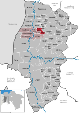 Läget för kommunen Renkenberge i Landkreis Emsland