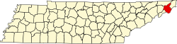 Karte von Carter County innerhalb von Tennessee