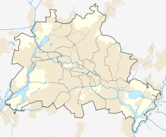 Mapa konturowa Berlina, blisko centrum na prawo znajduje się punkt z opisem „Tierpark”