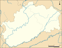 Mapa konturowa Górnej Saony, blisko centrum na dole znajduje się punkt z opisem „Bourguignon-lès-la-Charité”