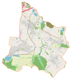 Mapa konturowa gminy Gierałtowice, blisko centrum na lewo u góry znajduje się punkt z opisem „Przyszowice”