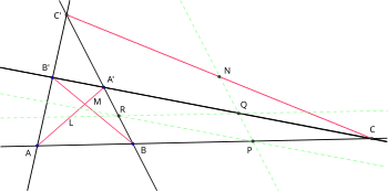 Labels used in proof concerning complete quadrilateral