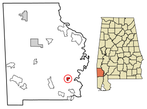 Location of McIntosh in Washington County, Alabama.