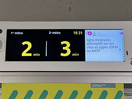 Écran SIEL de la ligne 4 à la station Mouton-Duvernet avec affichage des perturbations.