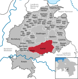 Läget för kommunen Auetal i Landkreis Schaumburg