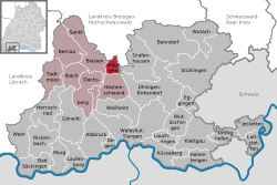 Elhelyezkedése Baden-Württemberg térképén