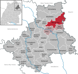 Elhelyezkedése Baden-Württemberg térképén