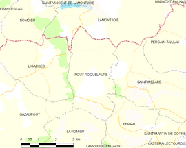 Mapa obce Pouy-Roquelaure