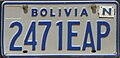 License plate from Pando, Bolivia