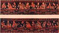 Chinese painted artwork on the lacquered basket of Lolang, a region of the Han dynasty.