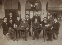 1898: Bondswedstrijd, Den Haag. v.l.n.r.: Loman, Moquette, Benima, Te Kolsté, A.van Foreest, Bleijkmans, Tresling, Heemskerk, Meiners, van den Berg, Olland.