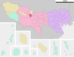 Fussas läge i Tokyo prefektur