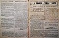 Un exemplaire du journal clandestin de la Résistance intérieure française La France combattante des Côtes-du-Nord datant de septembre 1943 (Musée de la Résistance en Bretagne de Saint-Marcel).