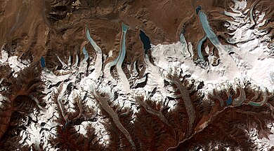 The termini of the glaciers in the Bhutan-Himalaya.