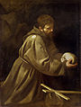 Caravaggio, Den hellige Frans ber (San Francesco in meditazione) 1606