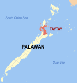 Mapa ning Palawan ampong Taytay ilage